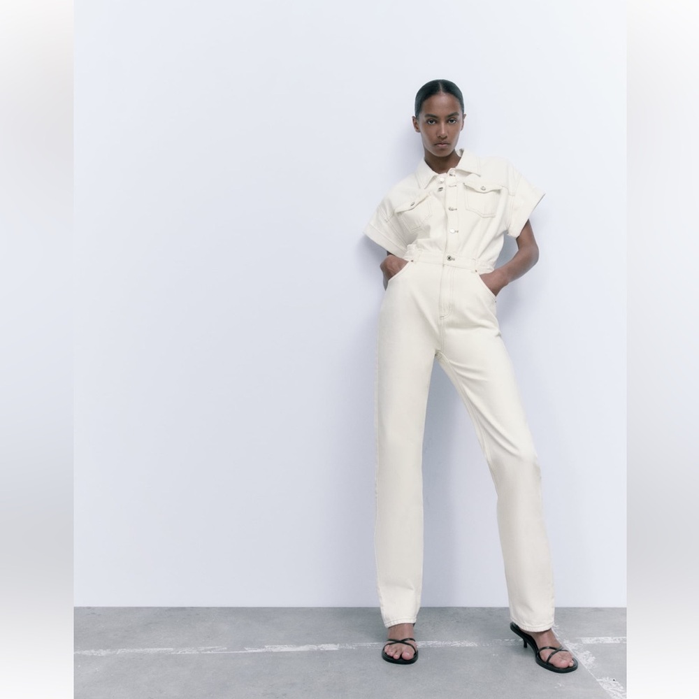 Zara LONG DENIM JUMPSUIT
